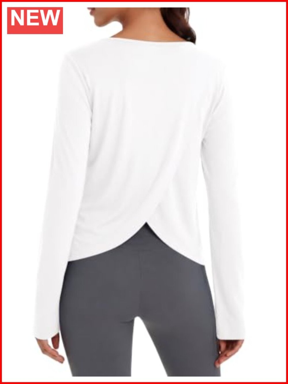 Open Back Long Sleeve Workout Top with Thumb Holes Viscose Blend
